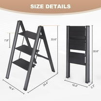 3 Step Folding Step Stool - Lightweight Portable Aluminum Ladder for Adults, 330 Lbs Capacity, Anti-Slip Wide Pedal