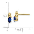 thumbnail image 3 of 14K Yellow Gold Earring Birthstone (09) September Women'S Sapphire Oval Blue Diamond Round 9 mm 4, 3 of 3