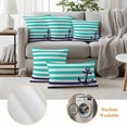 thumbnail image 6 of Anchor Turquoise Outdoor Waterproof Pillow Covers, Modern Navy Blue White Striped Nautical Decorative Rectangle Throw Pillowcase Sofa Cushion Sham for Patio/Couch/Chair, 20"x12" 2 Pack, 6 of 8