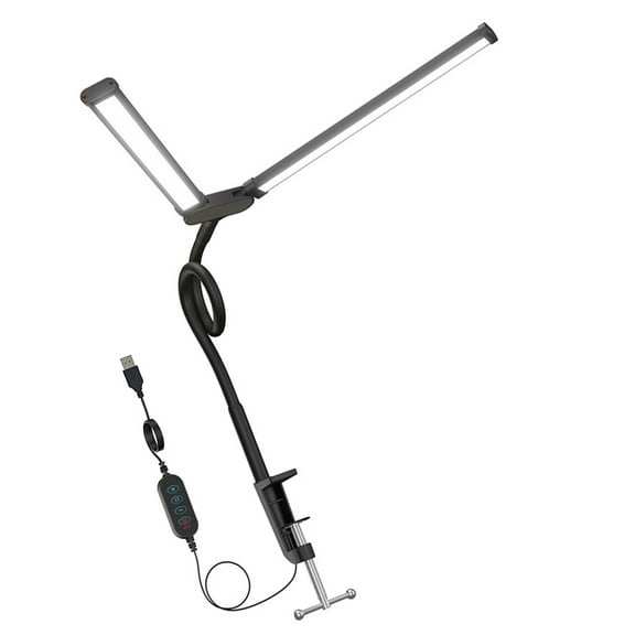 Adjustable Double Head LED Clamp Lamp, Eye Care Study Light With 10 Brightness Setting Bedroom Enhances Light