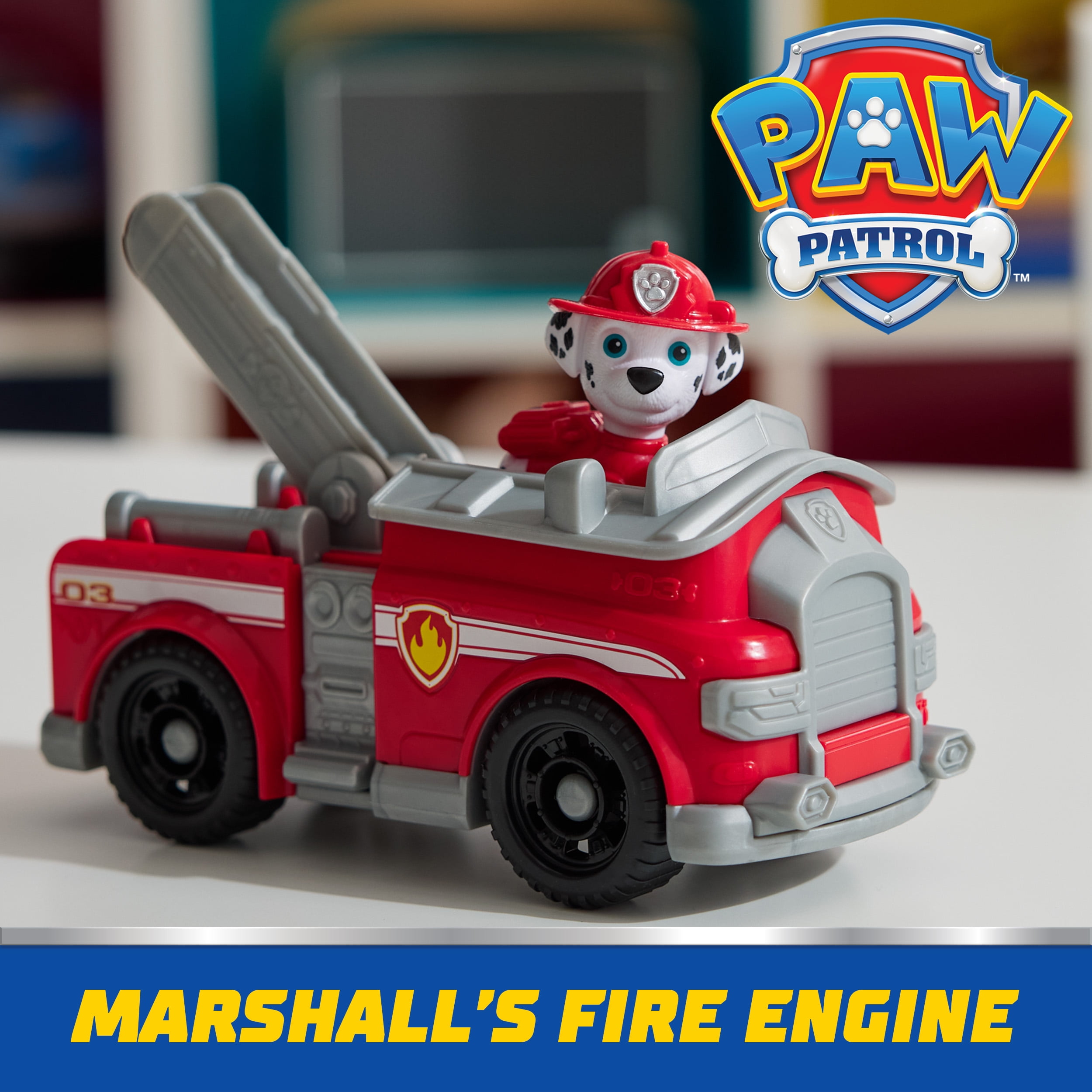 PAW Patrol Fire Truck with Collectible Marshall Figure, Sustainably Minded Toys for Kids Ages 3+, Marshall’s Firetruck