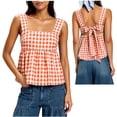 thumbnail image 2 of Blusas sin Mangas de Cuadros para Mujer con Escote Cuadrado Estilo Babydoll, Camisetas de Verano Suaves y Cómodas con Tirante Ancho sin Mangas, 2 of 8