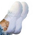 thumbnail image 2 of Joernso 1 Pair Women Walking Shoes Anti-skid Rubber Soles Lace-up Platform Shoes Slip On Comfort Casual Flats Foam Insole Tennis Sneakers for Gym Running, 2 of 8