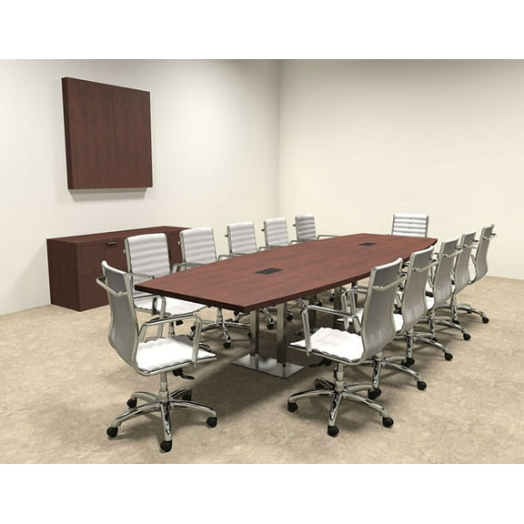 Modern Boat Shaped Steel Leg 12' Feet Conference Table, #OF-CON-CM27