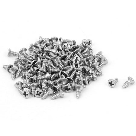 

M1.4 x 4mm Flat Head Self Tapping Screw Fasteners 100 Pcs