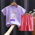 thumbnail image 2 of NOLDARES Infant Baby Boy Clothes Summer 2pcs Short Sleeve Tee Pocket Shorts Truck Dinosaur Outfits(Purple,2-3 Y), 2 of 4