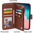 thumbnail image 3 of Phone Case for Samsung Galaxy S10e Wallet Cover with Tempered Glass Screen Protector and Flower Leather Flip Credit Card Holder Stand Lanyard Cell Accessories S 10e 10se Se10 Women Men Brown, 3 of 8
