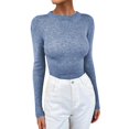 thumbnail image 1 of WEAIXIMIUNG Women Solid Color O Neck Knitted Sweater Bottoming Turtleneck Sweater Tops, 1 of 6