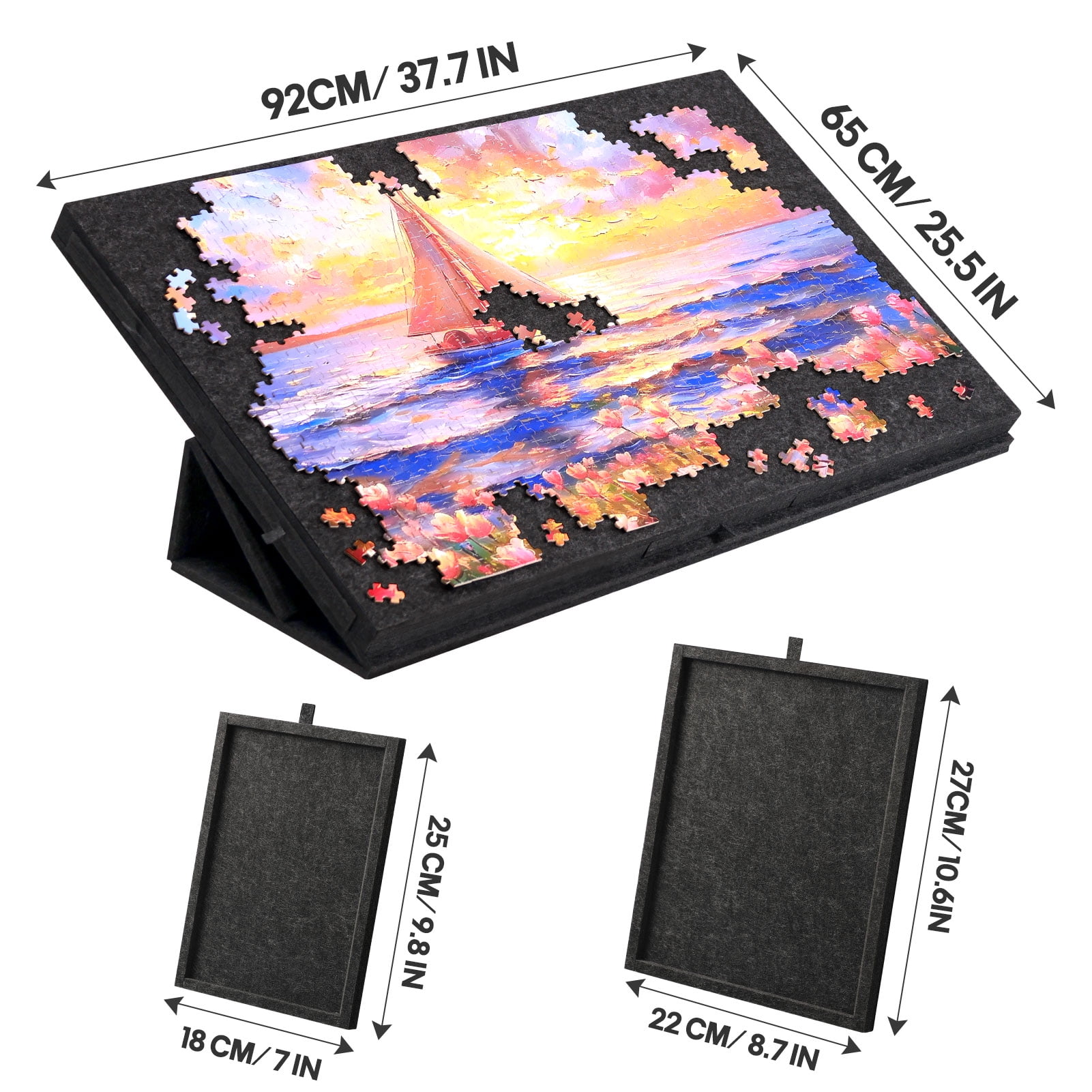 Ayieyill 1500 Piece Rotating Puzzle Board with Drawers and Cover,26"x36"Portable Felt Jigsaw Puzzle Table for Adults Portable,Lazy Susan Spinning Puzzle Boards Birthday Gift for Mom