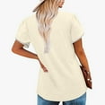 thumbnail image 7 of Wiyuqeen Summer Lace Patchwork Petal Short Sleeve Blouses Womens Trendy Cute Tie Knot Front Tunics Casual Pleated Crew Neck Going Out T-shirts Tops, 7 of 7