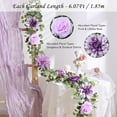 thumbnail image 7 of Waipfaru 2pcs Purple Flower Garland, 6ft Artificial Eucalyptus Garland with Purple Roses Flower, Fake Rose Floral Greenery Garland for Wedding Arch Table Wall Room Decor, 7 of 7