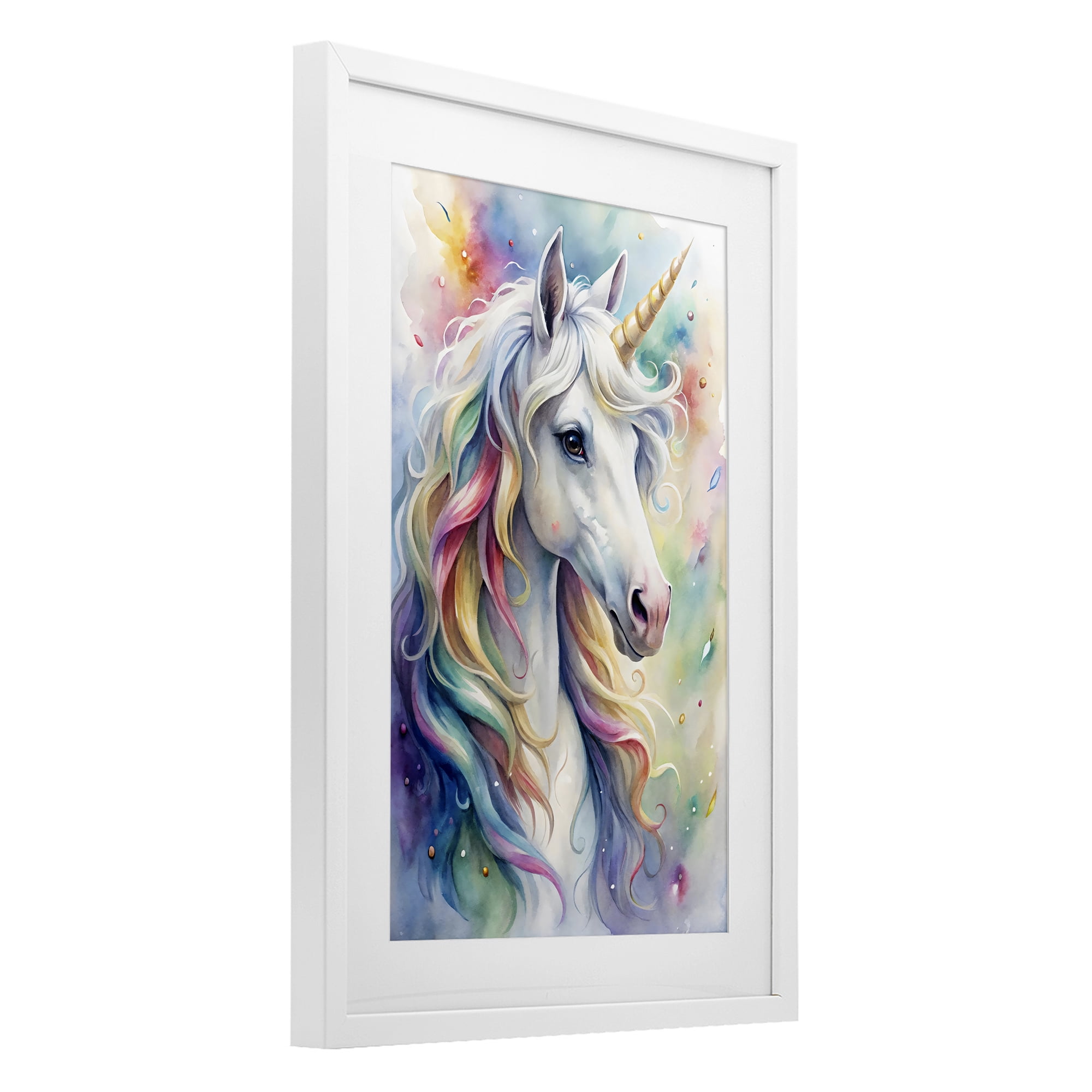 Stupell Industries Pastel Colorful Unicorn White Framed Print Under Glass, design by Creative Studio