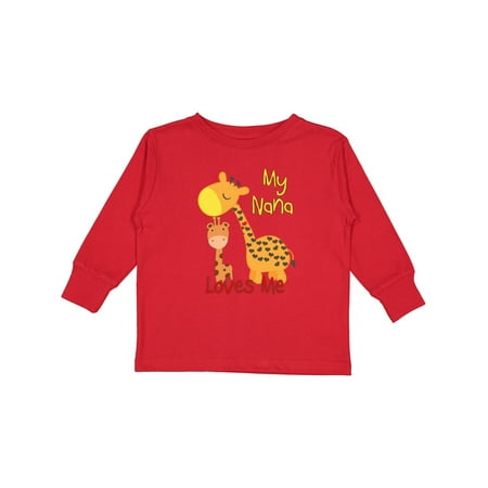 

Inktastic My Nana Loves Me Giraffe Gift Toddler Boy or Toddler Girl Long Sleeve T-Shirt