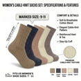 thumbnail image 6 of 5 Pairs Women Diamond Knit Crew Socks Assorted Colors Mid Calf Boots Casual Socks, 6 of 6