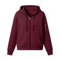 thumbnail image 7 of SuTry Women's Quilted Jacket, Zip Up Hooded Drawstring Long Sleeve Coat, Waffle Textured Relaxed Fit Outerwear, Everyday Casual Versatile Winter Layer, 7 of 7