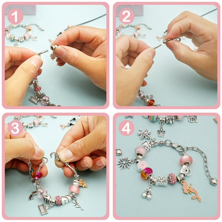 CIVG Charm Bracelet Making Kit for Girls Bracelet Crafts Gifts Jewelry  Making Supplies Including Colorful Beads Snake Chains Pendants DIY  Bracelets
