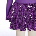 thumbnail image 4 of IBTOM CASTLE Girls Sparkle Sequins Dance Outfit Kids Latin Hip Hop Jazz Dancewear Mesh Long Sleeve Glitter Dress with Shorts Set 6-7 Years Purple, 4 of 7