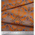 thumbnail image 3 of Soimoi Orange Silk Fabric Vector Design Damask Print Sewing Fabric Yard 44 Inch Wide, 3 of 3