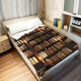thumbnail image 3 of Blanket with Books on It, Soft Warm Fleece Throw Blankets for Book Lovers Gift Ideas, Vintage Library Bookshelf Candlelight, 60"x80", 3 of 6