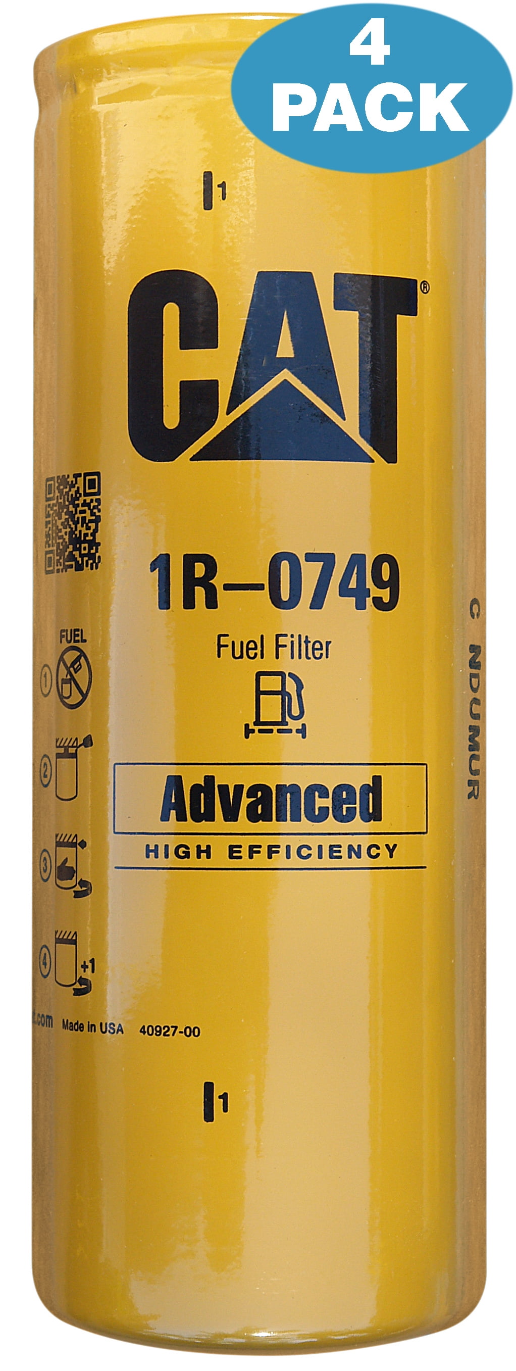4 Pack Caterpillar 1R0749 Advanced High Efficiency Fuel Filters