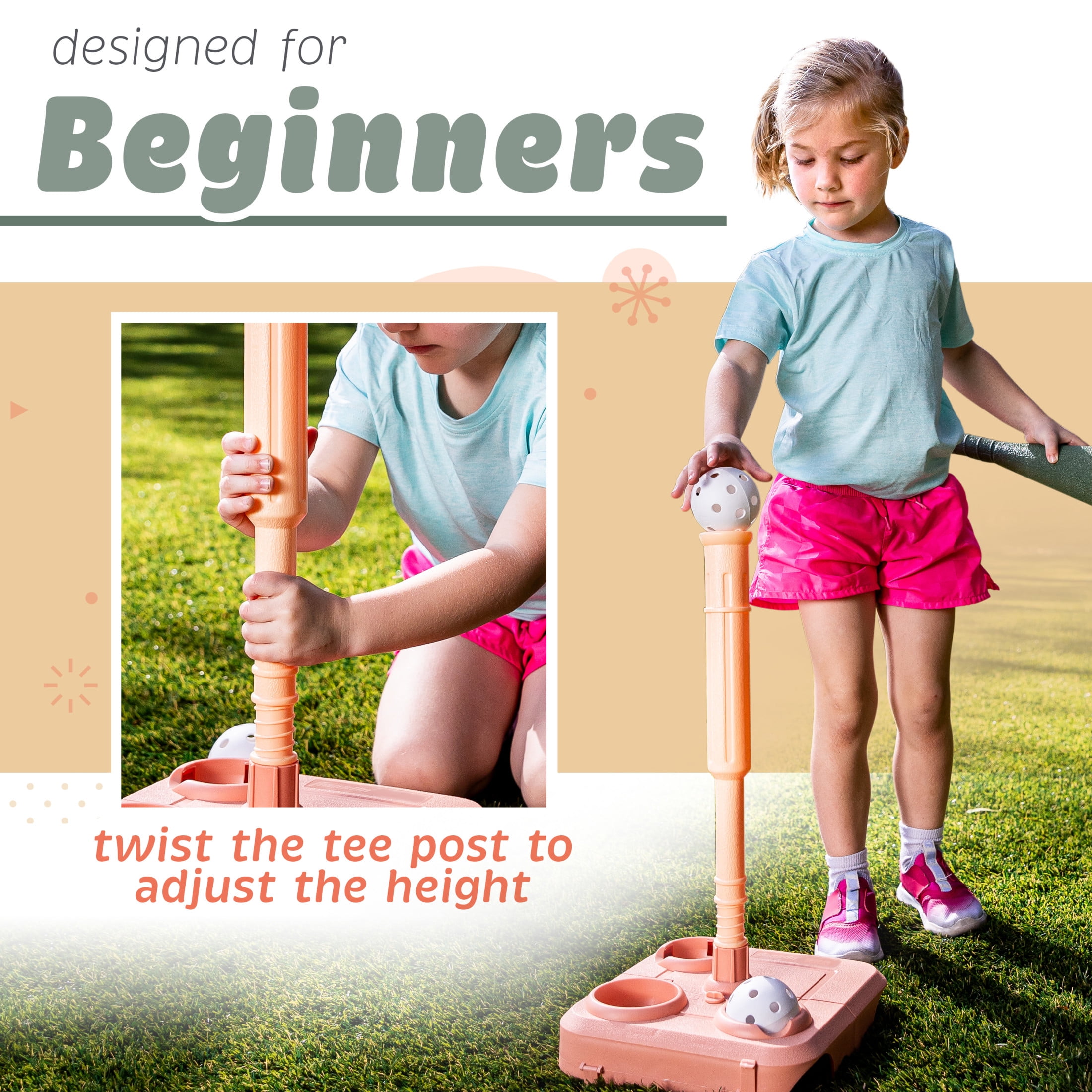 Franklin SportsSoftball Fold Away Kids Batting Tee with Bat + Ball Set
