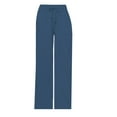 thumbnail image 4 of Clearance Sale! Summer Linen Palazzo Pants with Drawstring and Pockets for Women Wide Leg Cotton Linen Comfortable Breezy S Size Blue, 4 of 4