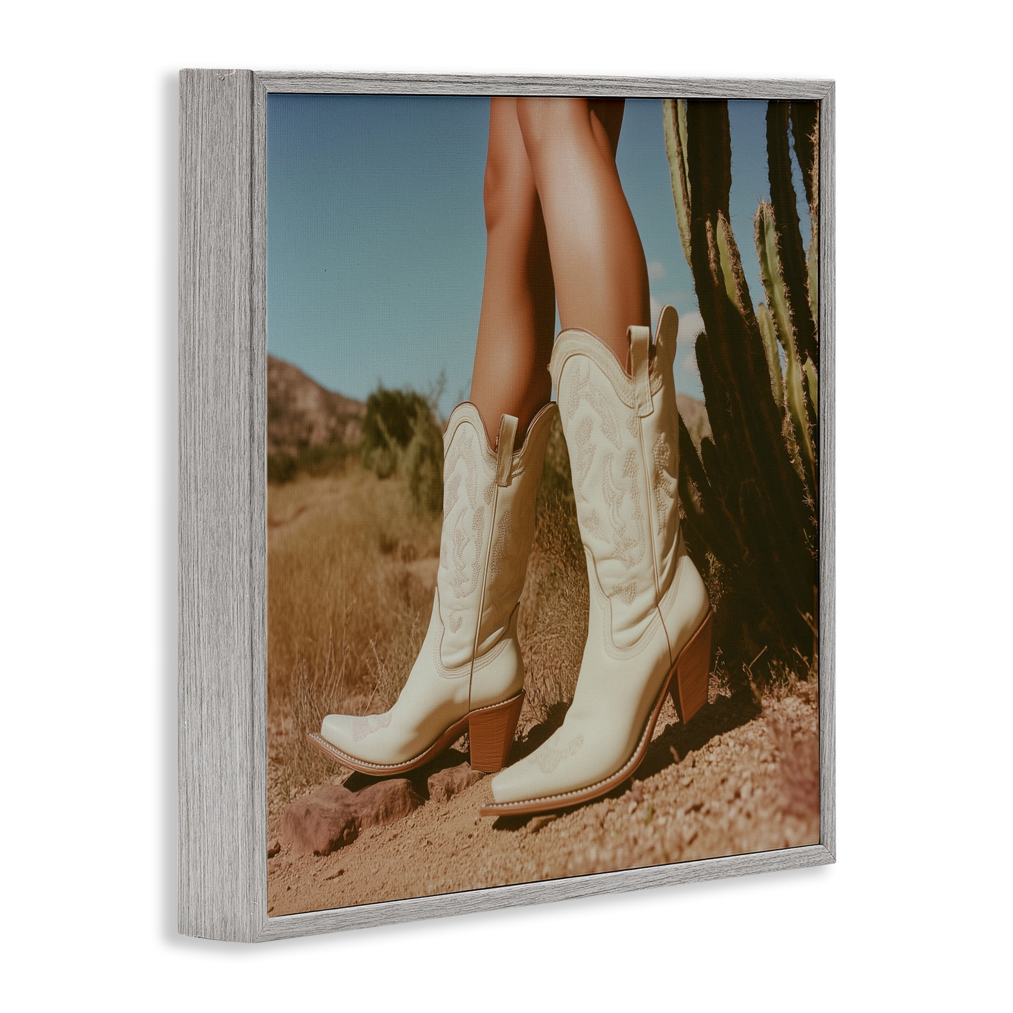 Stupell Industries Desert Boots Step Gray Framed Giclee Art, design by Heidi Kuntz