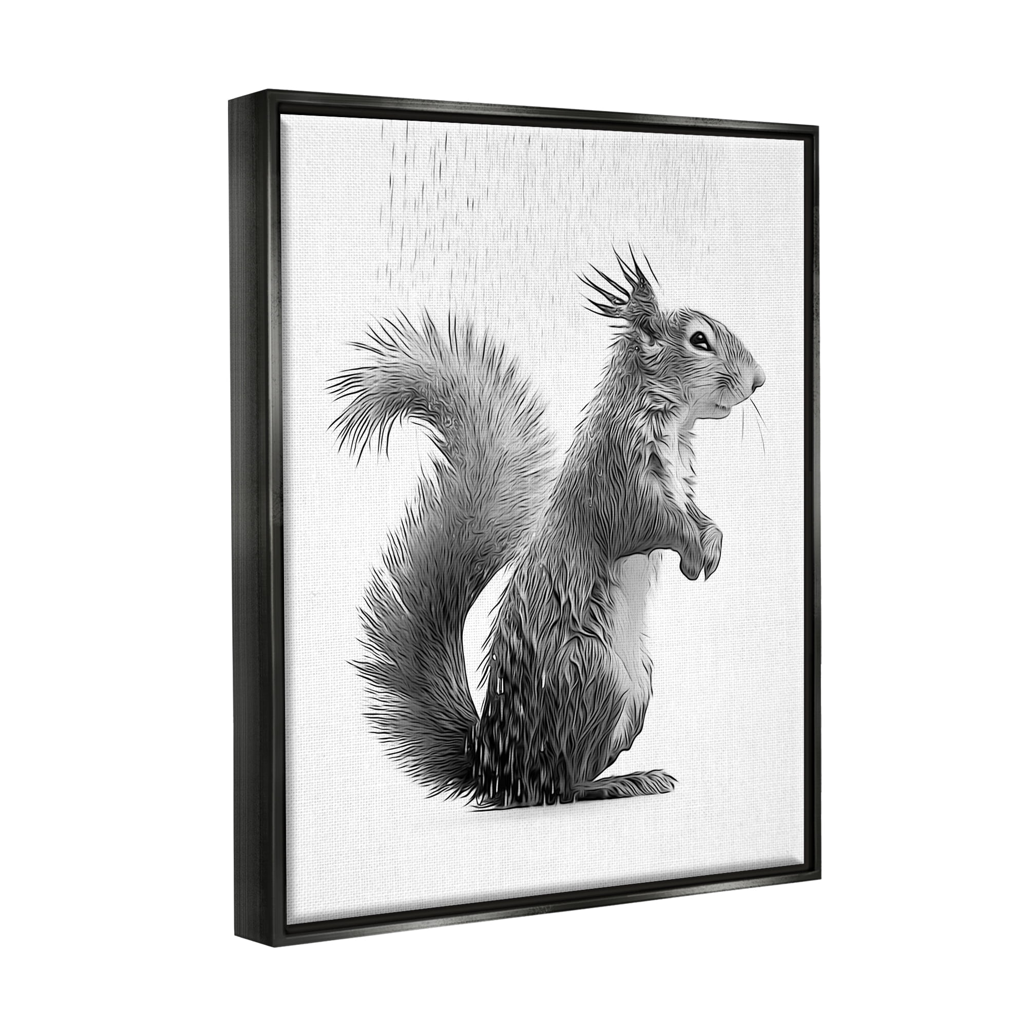 Stupell Industries Squirrel Bathroom Splash Animals & Insects Painting Black Floater Framed Canvas Art Print Wall Art, 25 x 31