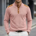 thumbnail image 1 of Ceisia Men's Loose Fit Long Sleeve Henley Shirts with Waffle Knit and Shoulder Color Block Patchwork, Stretch Blend Stand Collar Casual Tops Gifts, 1 of 5