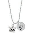 thumbnail image 1 of Delight Jewelry Silvertone BOO Ghost Silvertone Script Initial Disc - P - Charm Necklace, 20"+3", 1 of 4