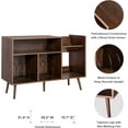 thumbnail image 5 of YOCWO Large Record Player Stand, Mid Century Concord Turntable Stand Table Holds up to 350 Albums, Vinyl Record Storage Cabinet with Wood Legs for Living Room Bedroom Office, Walnut, 5 of 5