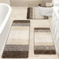 thumbnail image 6 of Ileading Traditional 4 Piece Microfiber Washable Bathroom Rug Set, Dark Coffee, 6 of 11