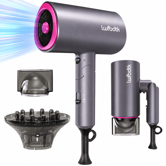 LWFBDTK Ionic Hair Dryer, 1800W Professional Blow Dryer with 3 Heat Settings, Hot & Cool Airflow, Fast Drying Hair Care Tool, Grey