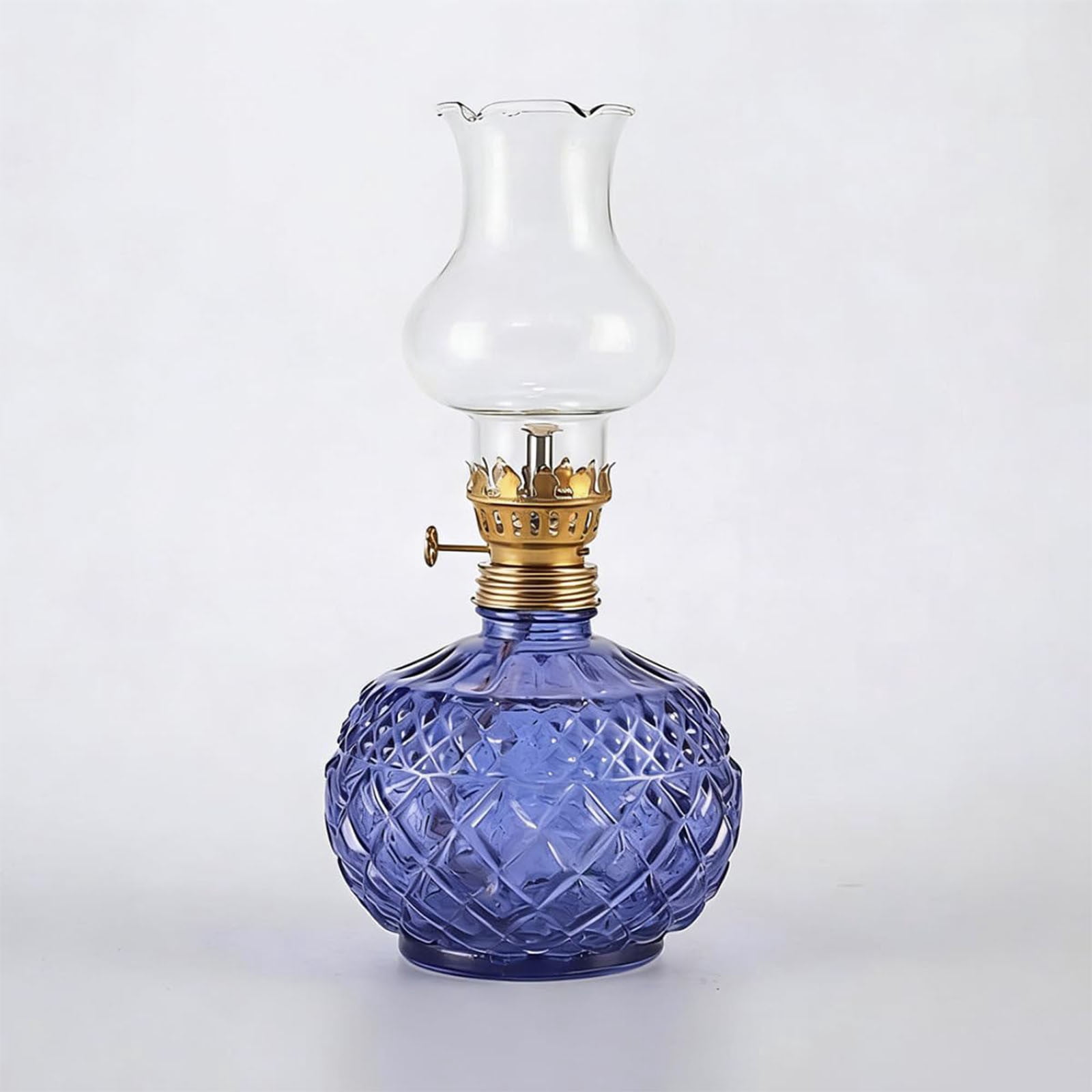 Vintage Style Oil Lamp with Glass Candle Holder, Vintage Glass Kerosene Lamp Lantern, Retro Glass Clear Kerosene Lamp Lantern, Clear Hurricane Oil Lamps for Table Centerpiece, Wedding Decor