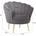 thumbnail image 5 of Vanity Art  31 x 51 x 30 in. Mid Century Velvet Accent Chair Upholstered Leisure Arm Chair Modern Wide Velvet Tub Chair with Gold Metal Legs, Gray, 5 of 7