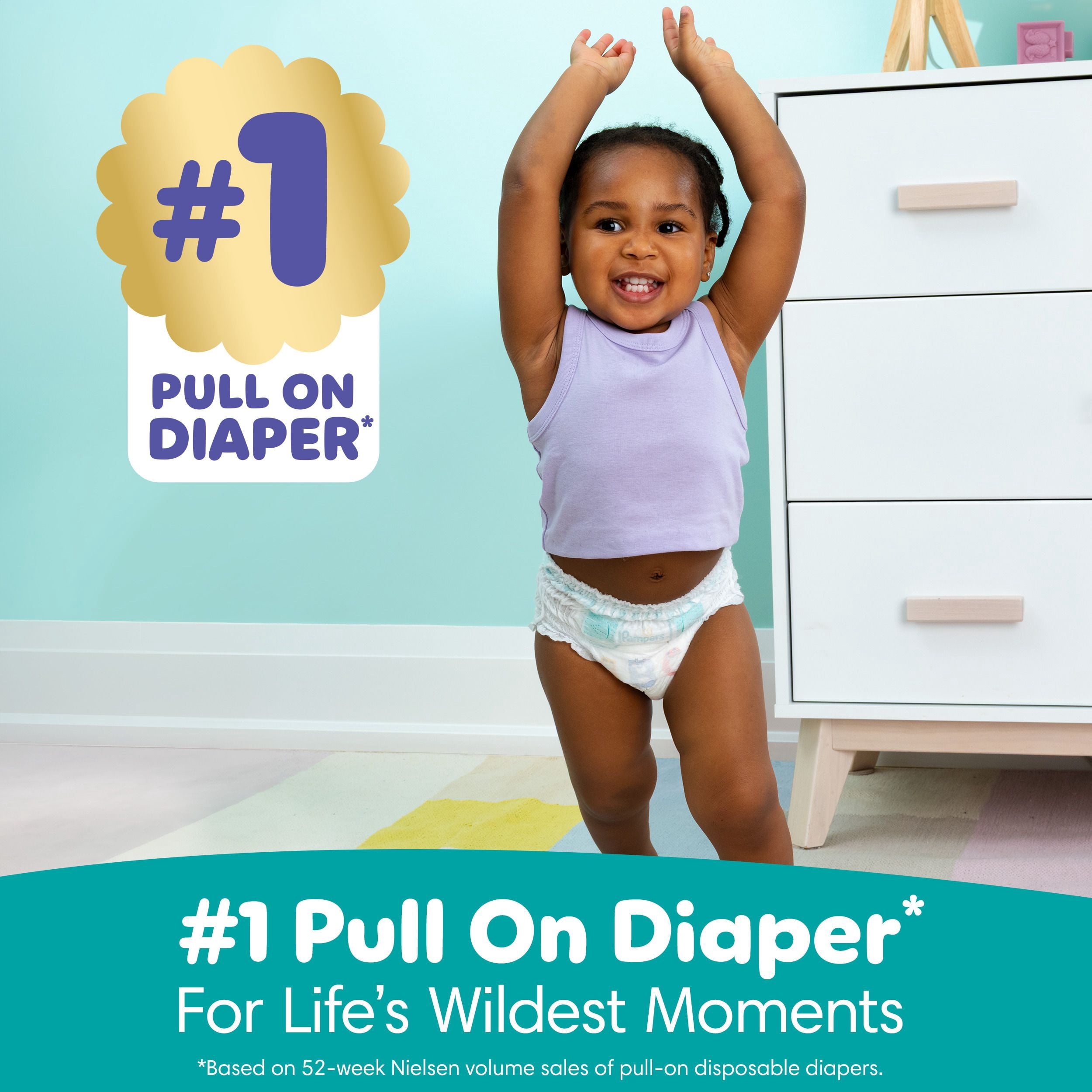Pampers Diapers - Cruisers 360° - Size 4, 21 Count, up to 100% Leakproof Fit, Designed for Active Babies, Pull On Diaper, EZ Off Tabs Designed for Easy Changes