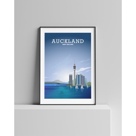 Poster Auckland Print, New Zealand Art, Auckland NZ, Vintage Travel Print, Hillview Prints-UNFRAMED
