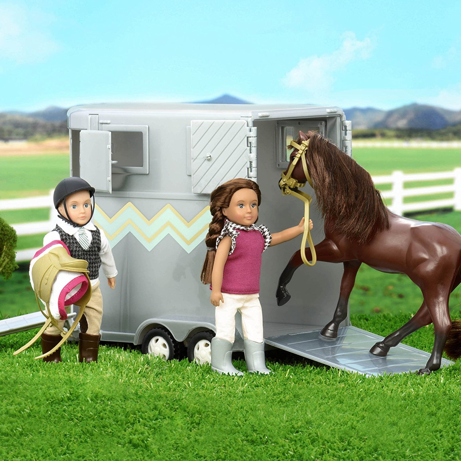 lori doll hoofing it horse trailer