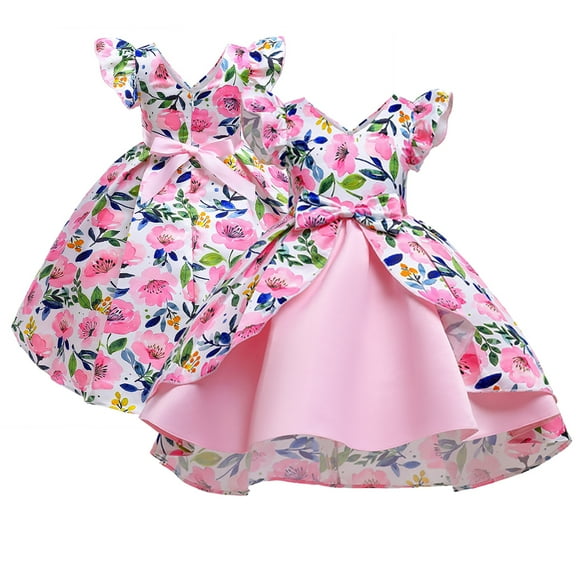 Esaierr Kids Baby Summer Dresses for Girls,Toddler Flower Princess Dress Girls Floral Dresses Toddler Pageant Dress with Bow Design Birthday Dress Girl Bridesmaid Dresses,Sizes 2-10T