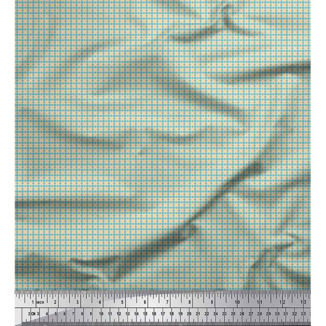 Soimoi Blue Poly Georgette Fabric Diamond Geometric Printed Fabric 1 Yard 42 Inch Wide