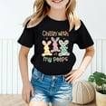 thumbnail image 2 of Girls Summer Graphic Tee Cute Easter Printed Short Sleeve T-Shirt for Kids Casual Comfortable Top Size:3-4 Years, 2 of 4