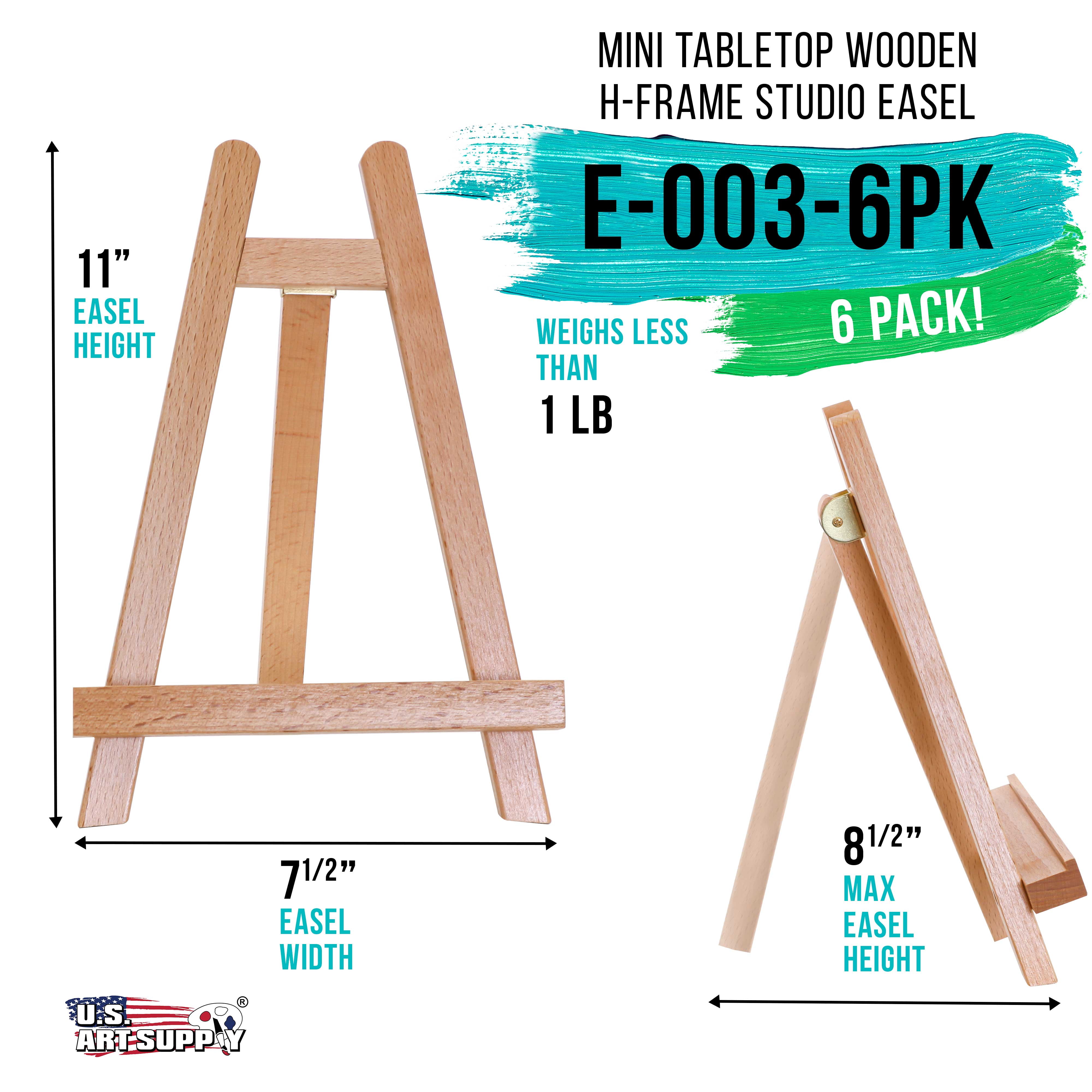 U.S. Art Supply 10.5" Tabletop Display Stand A-Frame Artist Easel (Pack of 6), Beechwood Tripod, Student Painting Holder