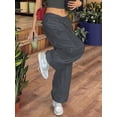 thumbnail image 4 of Parachute Pants for Women Y2K Baggy Cargo Pants Drawstring Trousers Low Rise Loose Jogger Sweatpants, 4 of 15