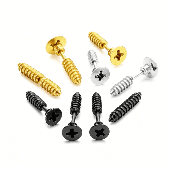 DESIGNICE Punk Titanium Steel Screw Nail Stud Earrings for Women Men Streetwear Jewelry,Egirl Eboy Rock Party Jewelry