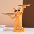 thumbnail image 4 of Bandeja con estatua de bulldog a la moda para decoración del hogar, soporte para aperitivos, decoración de mesa naranja, 4 of 7