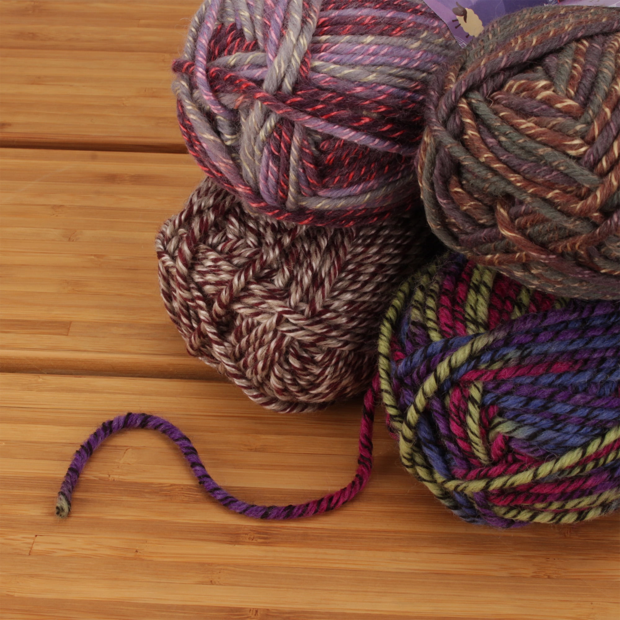 JubileeYarn Chunky Melody Yarn - 100g/Skein Bulky Wool Blend - Shades of Purple - 4 Skeins