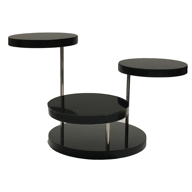 Soporte De Joyería, Soporte De Joyería De Diseño Circular Simple De 3 Capas, Estante De Exhibición De Joyería De Acrílico Negro Para Exhibición De Joyería Advancent HA017142-00