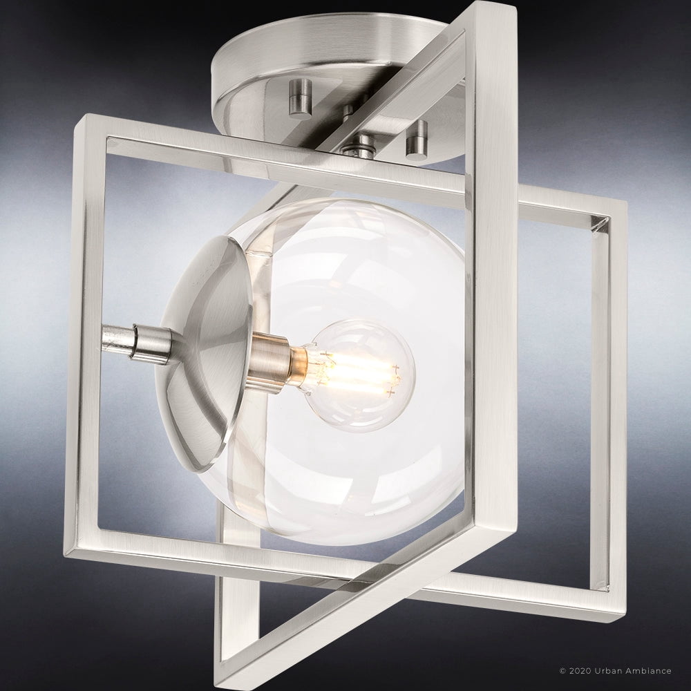 Luxury Minimalist Ceiling Light, 9.75H x 12W, with Modern Farmhouse Style, Brushed Nickel, UHP4019 by Urban Ambiance
