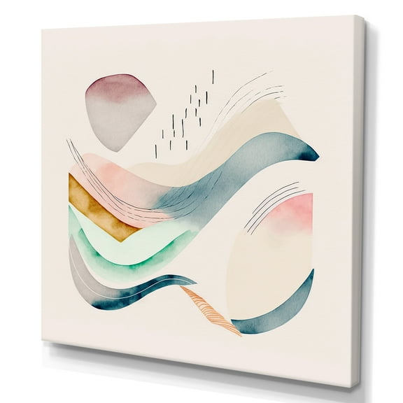 Designart Multi-Color Pastel Waves Canvas Wall Art