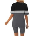 thumbnail image 5 of GERsome Womens 2 Piece Outfits Sweatsuits Summer Short Sleeve Loungewear Tracksuit Color Block V Neck Lounge Shorts Sets S-3XL, 5 of 5